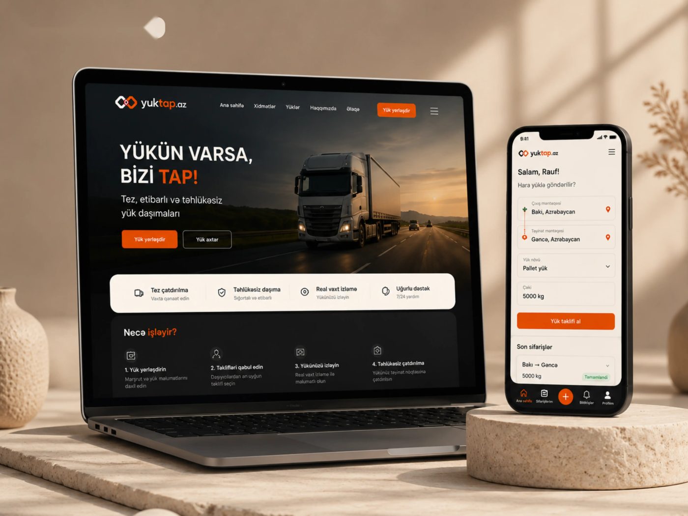 YUKTAP.AZ veb sayt və mobil tətbiq nümunəsi